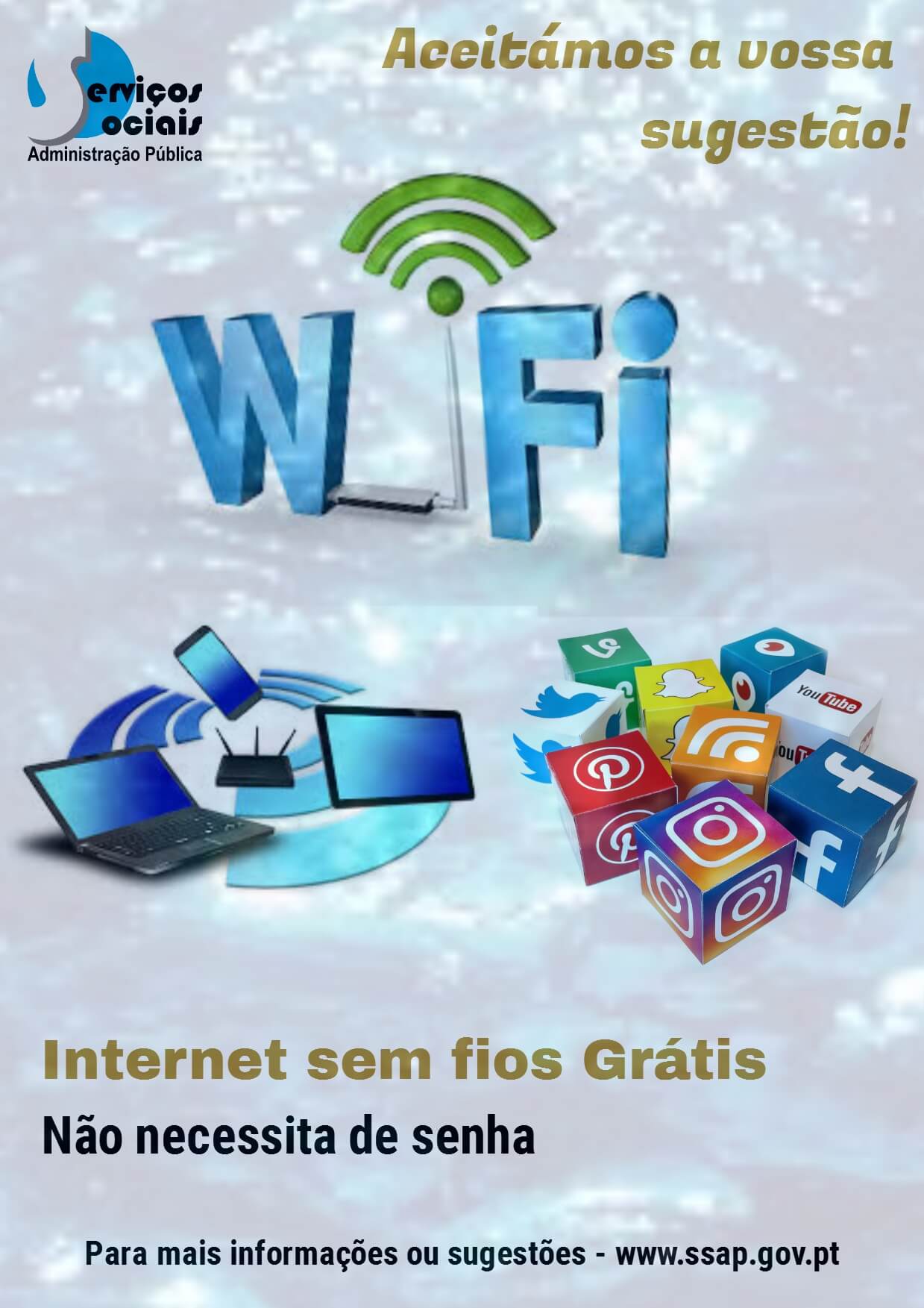 Internet sem fios Grátis, não necessita de senha.